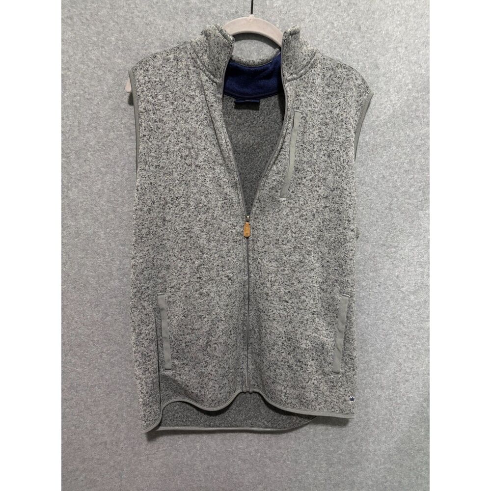 Crown & Ivy Gray Fleece Zip‎ Vest Men's Small Cozy Preppy Comfort Layer Outdoors